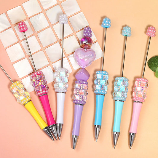 Spot wholesale DIY streamer glass drill ball pen ins high value handmade patch creative multi-color ballpoint pen