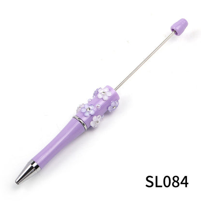Heavy Industry DIY diamond-encrusted five-petaled flower bead pen multi-color rotating ballpoint pen spot wholesale support mixed batch