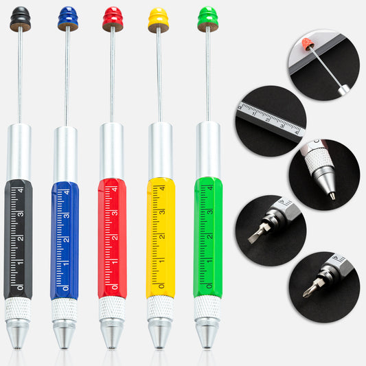 Multifunctional metal tool pen 5-in-1 painting scale screwdriver ballpoint pen DIY beading tool pen