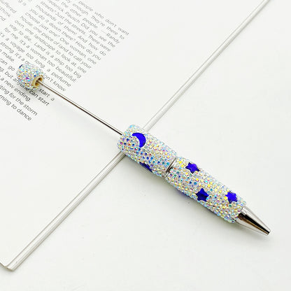 DIY cute star moon bead pen, colorful full diamond wear beads ballpoint pen cross-border explosion cute pen wholesale