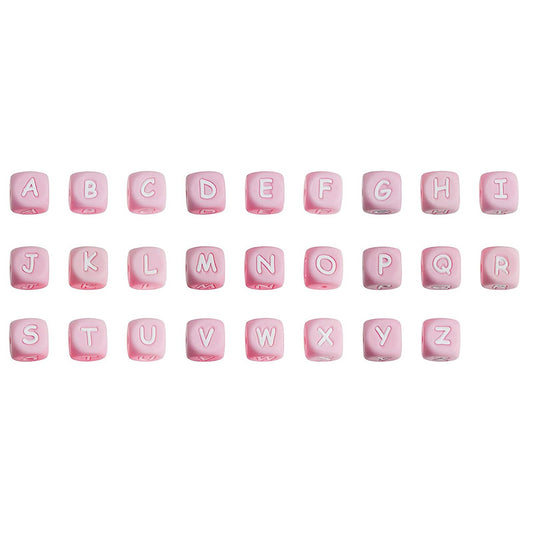 12 Mm White Characters on Light Pink Background European and American English Alphabet Silicone Beads DIY Beaded Jewelry Bracelets Necklaces Food Grade Silicone Alphabet Beads Wholesale