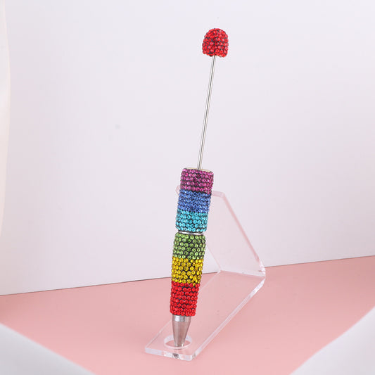 Beadable Pens with Rainbow Multi Colors Clay Rhinestones Covered the Entire Pen