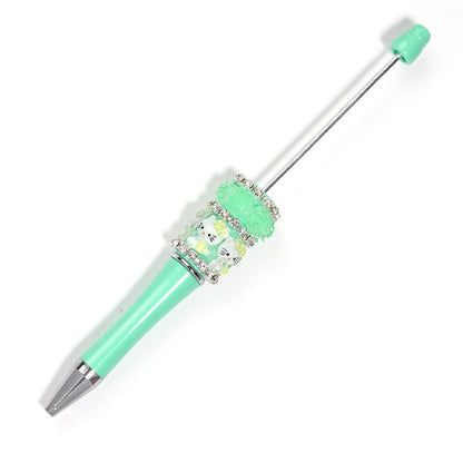 Heavy Industry DIY Resin HelloKitty Cat Camellia Rose Rhinestone Chain Beaded Ballpoint Pen