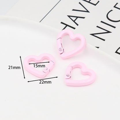 DIY Jewelry Accessories Love Paint Color Zinc Alloy Spring Buckle, Heart-shaped Open Spring Ring, Luggage Keychain