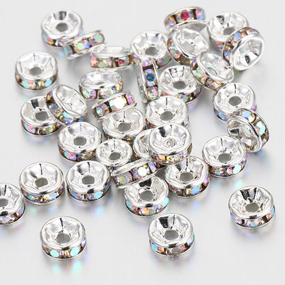10mm Sliver Color-retaining Rhinestone Beads, Diamond Rings, Inlaid Zircon Spacers, Beaded Handmade Bracelets, DIY Jewelry Accessories.