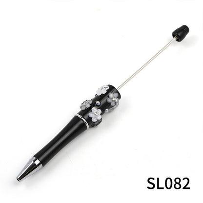 Heavy Industry DIY diamond-encrusted five-petaled flower bead pen multi-color rotating ballpoint pen spot wholesale support mixed batch