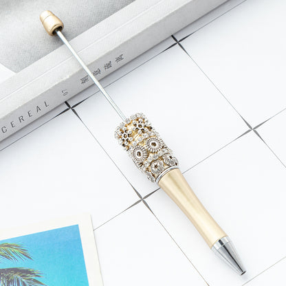 New DIY retro flower bead pen wholesale creative DIY handmade plastic bead pen cute girl heart plastic pen