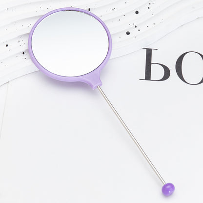 New DIY beaded handle mirror handheld makeup mirror portable single-sided vanity mirror plastic portable makeup mirror