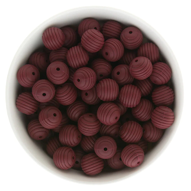 Spot 15mm silicone threaded beads food grade material baby toothpaste chain loose beads DIY accessories honeycomb beads wholesale