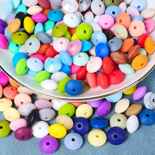 Spot Silicone Beads European and American Jewelry 12mm Small Beads DIY Necklace Beaded Oval Lentil Loose Beads Wholesale #101-137