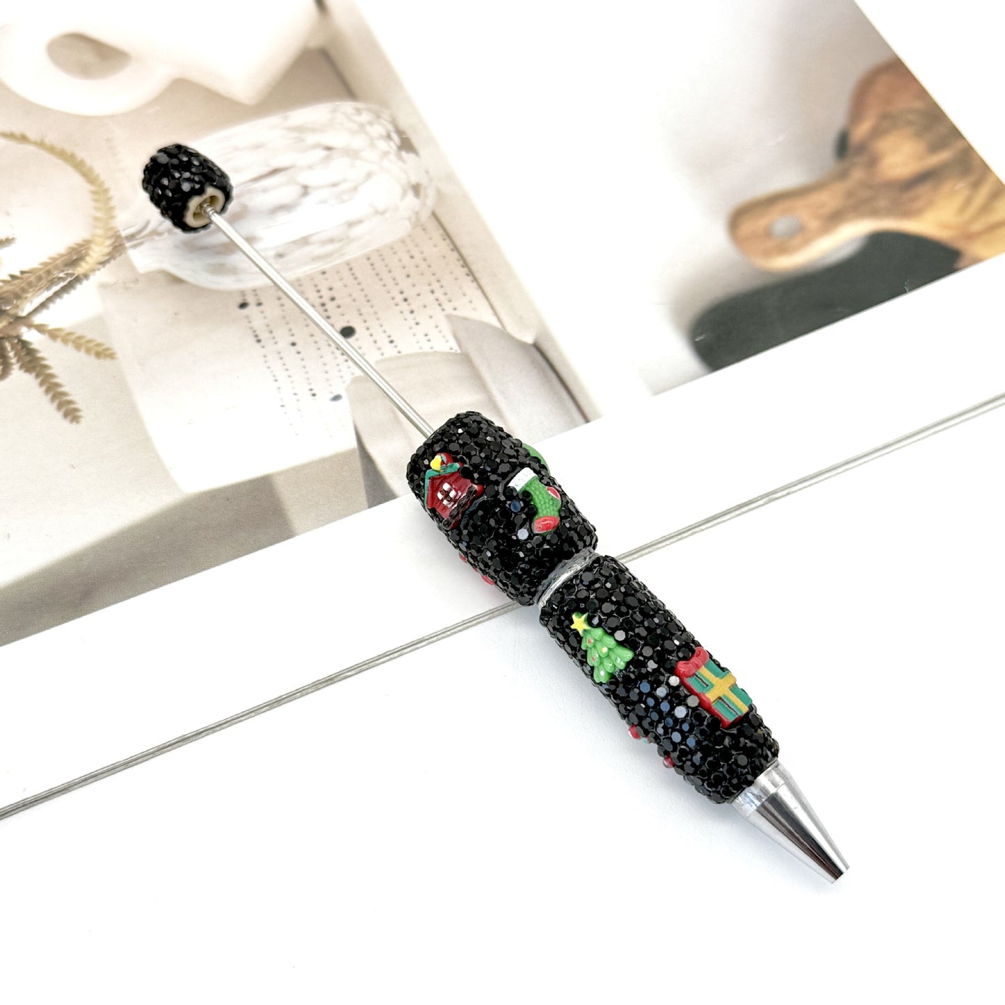 New Christmas full drill pen, creative DIY bead pen Santa Claus Elk Snowman KT cat cartoon gift pen