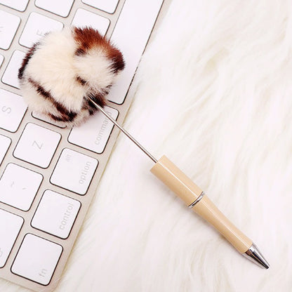 DIY hairball bead pen, cute furry gift pen, multi-color beadable ballpoint pen beadedpen spot