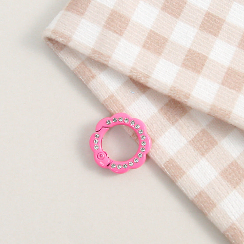 21mm Zinc Alloy Colored Petals with Diamonds, Spring Ring, Open Connection Ring DIY Jewelry, Keychain, Buckle Accessories
