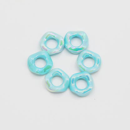 16Mm Color Electroplated Lace Wave Stacked Le Large Hole Beads Diy Handmade Beaded Loose Beads Bracelet Accessories Wholesale