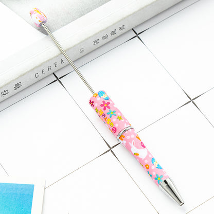DIY plastic bead pen creative Easter rabbit ballpoint pen spot wholesale multi-color printing spinning bead pen