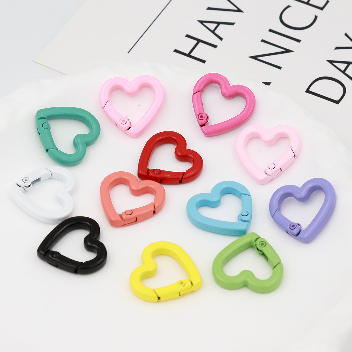 DIY Jewelry Accessories Love Paint Color Zinc Alloy Spring Buckle, Heart-shaped Open Spring Ring, Luggage Keychain