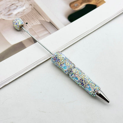 Cute mocha rabbit full diamond pen DIY colorful flash diamond bead pen cross-border hot-selling heavy industry gift pen spot