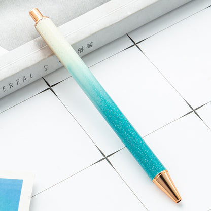 High-value metal press ballpoint pen, new creative glitter, metal stationery pen for students, spot press pen