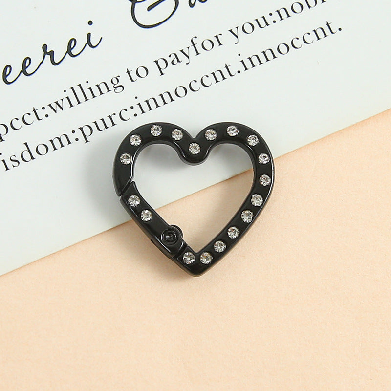 25 * 26Mm Candy Color Love Point Drill Spring Buckle Open Ring Mobile Phone Chain Keychain Handmade DIY Jewelry Accessories
