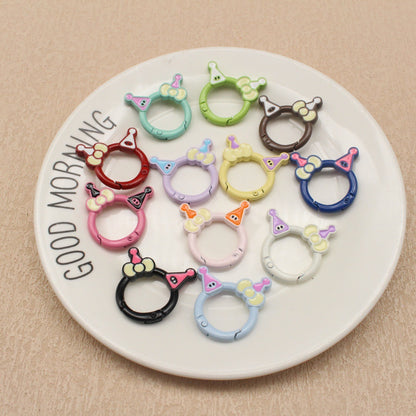 Random Mixed Color New Drip Kulomie Spring Buckle Bow Keychain DIY Accessories Alloy Open Connecting Ring