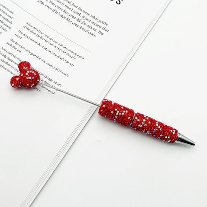 Creative Mickey Head Full Drill Bead Pen DIY Handmade Sticker Drill Ballpoint Pen Cartoon Mickey Gift Pen Manufacturer Spot