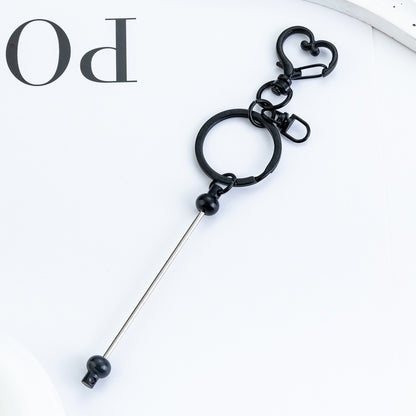 New DIY beaded love keychain pendant, small gift pendant, metal keychain, candy-colored keychain.