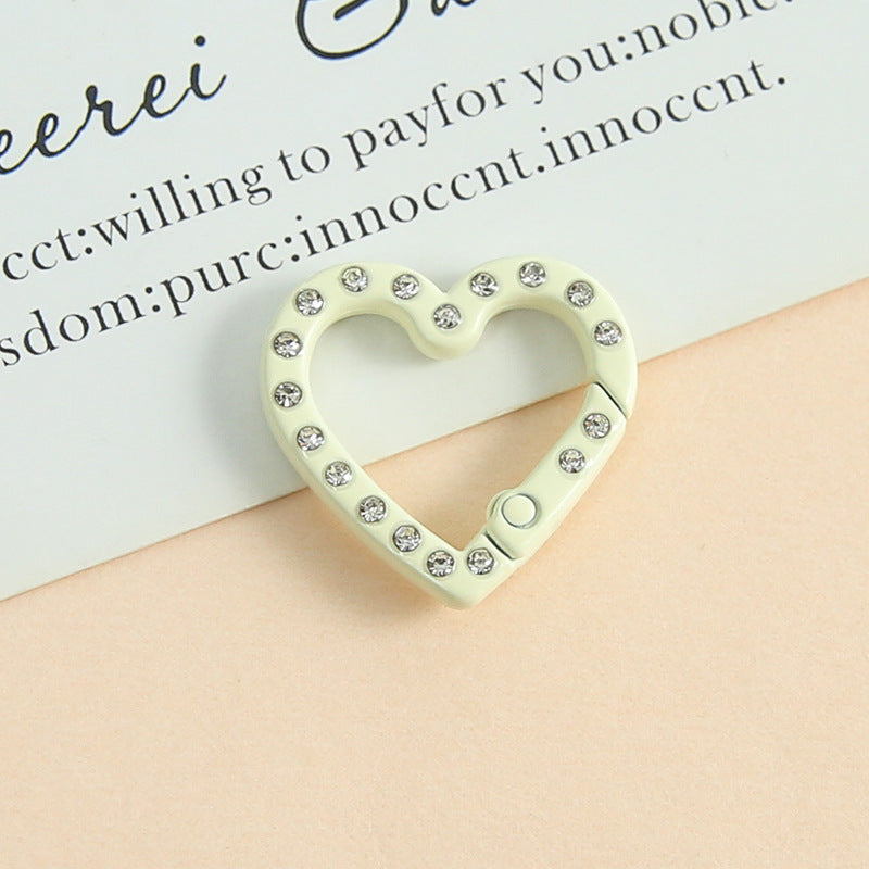25 * 26Mm Candy Color Love Point Drill Spring Buckle Open Ring Mobile Phone Chain Keychain Handmade DIY Jewelry Accessories