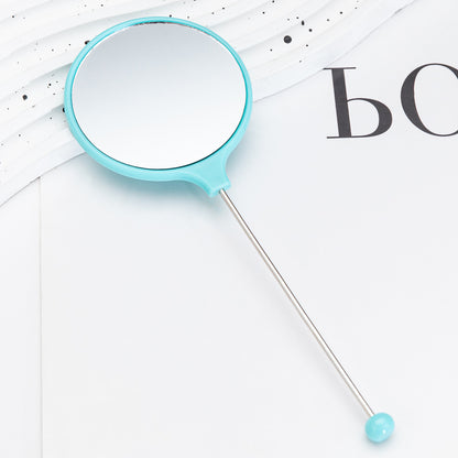 New DIY beaded handle mirror handheld makeup mirror portable single-sided vanity mirror plastic portable makeup mirror