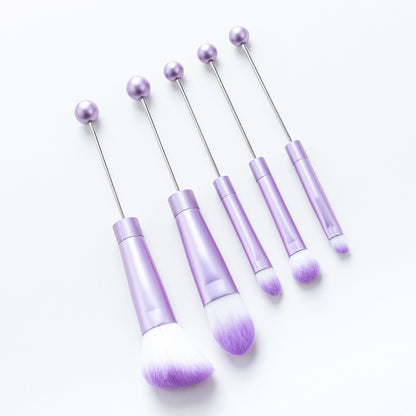 DIY metal handle string beads makeup brush set, concealer brush, eyeshadow brush, eyebrow brush, makeup, makeup tools wholesale