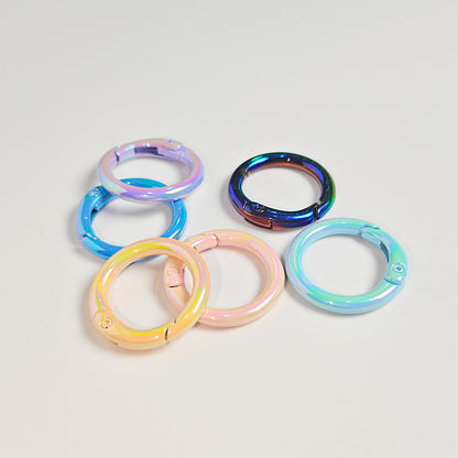 20Mm UV electroplated color spring buckle ab color Mapei spring ring DIY jewelry accessories alloy round connection keychain