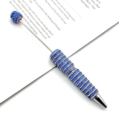 Creative Stripe Full Diamond Ballpoint Pen DIY Beaded Stripe Full Diamond Multicolor Bead Pen Rotary Beaded Grain Pen