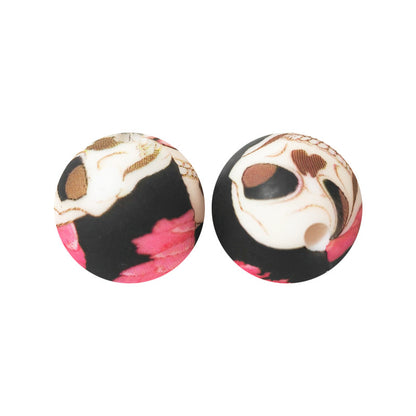 15mm Leopard Print Silicone Beads - Water Transfer Printed Daisy Round Beads for DIY Jewelry, Bead Pens, Loose Beads Wholesale #51-100