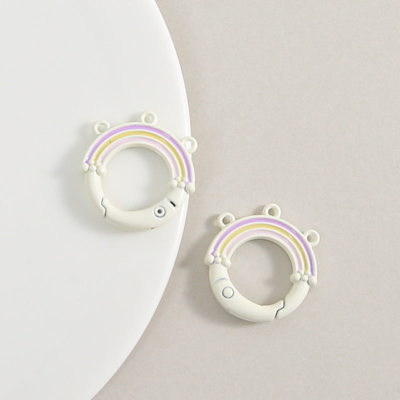 Creative Little Fresh Rainbow with Three Rings of Spring Buckle Jewelry Accessories Bag Buckle Keychain DIY Pendant Material Wholesale