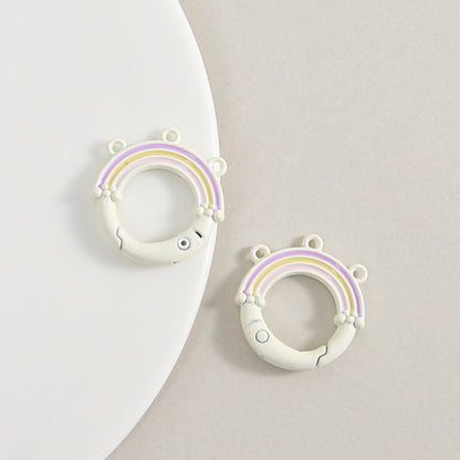 Creative Little Fresh Rainbow with Three Rings of Spring Buckle Jewelry Accessories Bag Buckle Keychain DIY Pendant Material Wholesale