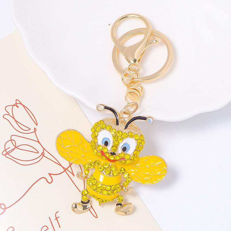 58*57mm Popular Bee Keychain Small Pendant Rhinestone Key Pendant Metal Backpack Key Chain