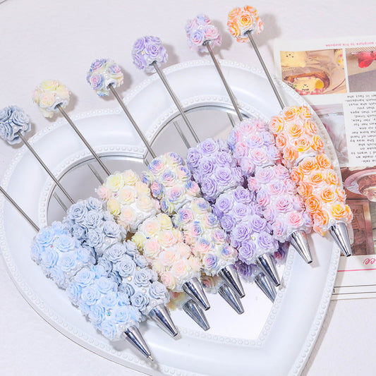 New heavy industry color flower luminous bead pen heavy industry DIY handmade beaded pen holder accessories