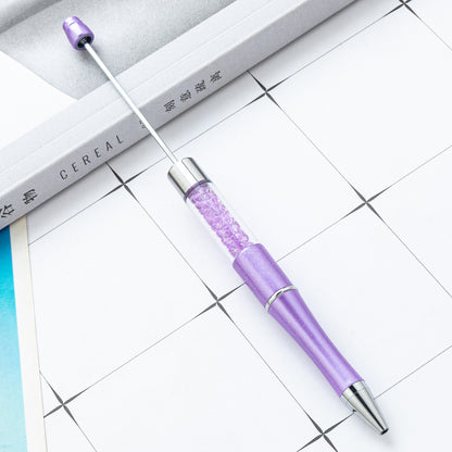 Spot plastic bead pen wholesale creative DIY handmade plastic bead pen empty tube crystal bead ballpoint pen