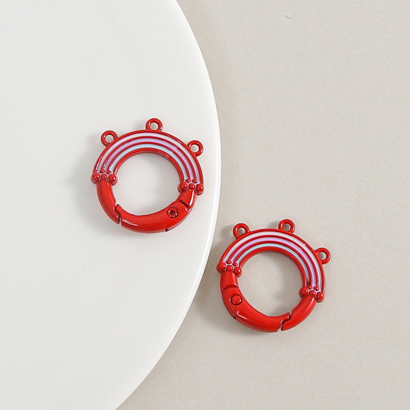 Creative Little Fresh Rainbow with Three Rings of Spring Buckle Jewelry Accessories Bag Buckle Keychain DIY Pendant Material Wholesale