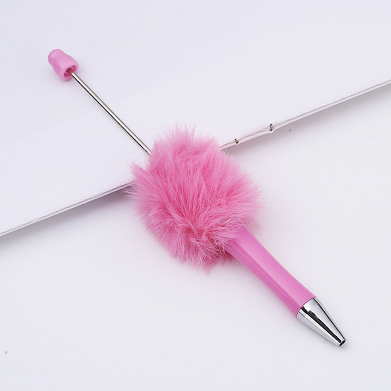 DIY plush bead pen new bead-piercing hairball bead pen cross-border Beadedpen cute cartoon gift pen