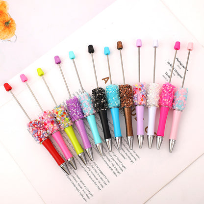 New DIY petal sequined bead pen, Macaron multi-color bead-piercing ballpoint pen cross-border sprouting pen manufacturers wholesale