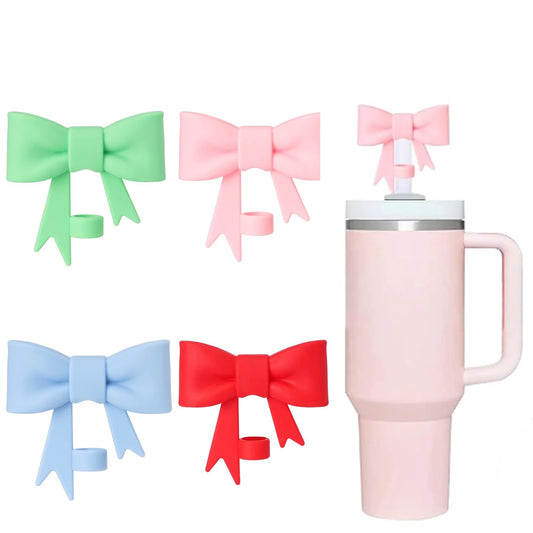 Stanley cup 10mm colored bow straw cap stanley thermos cup decorative dust plug creative cross-border