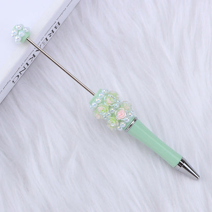 DIY new heavy industry bead pen, flower pearl bead pen, handmade patch pen cap with drill swirling gift pen