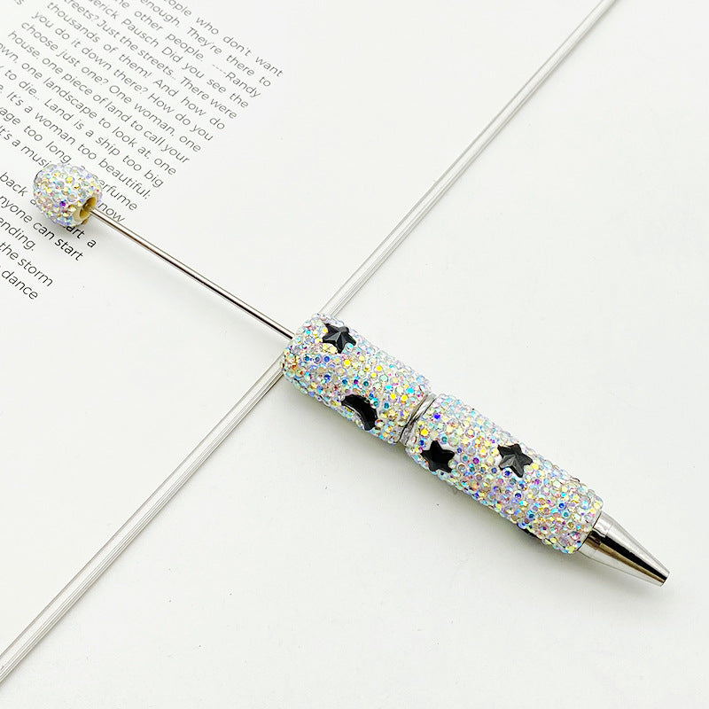 DIY cute star moon bead pen, colorful full diamond wear beads ballpoint pen cross-border explosion cute pen wholesale