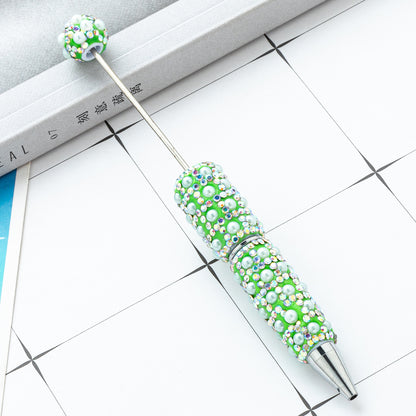 Cross-border DIY pearl bead pen handmade full of diamonds pearl bead pen swirling multi-color bead pen plastic pen