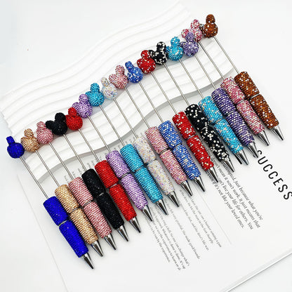 Creative Mickey Head Full Drill Bead Pen DIY Handmade Sticker Drill Ballpoint Pen Cartoon Mickey Gift Pen Manufacturer Spot