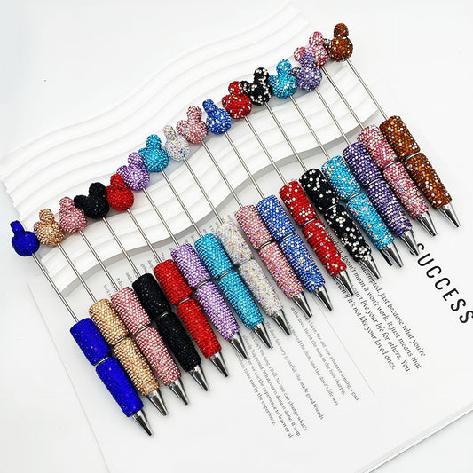 Creative Mickey Head Full Drill Bead Pen DIY Handmade Sticker Drill Ballpoint Pen Cartoon Mickey Gift Pen Manufacturer Spot