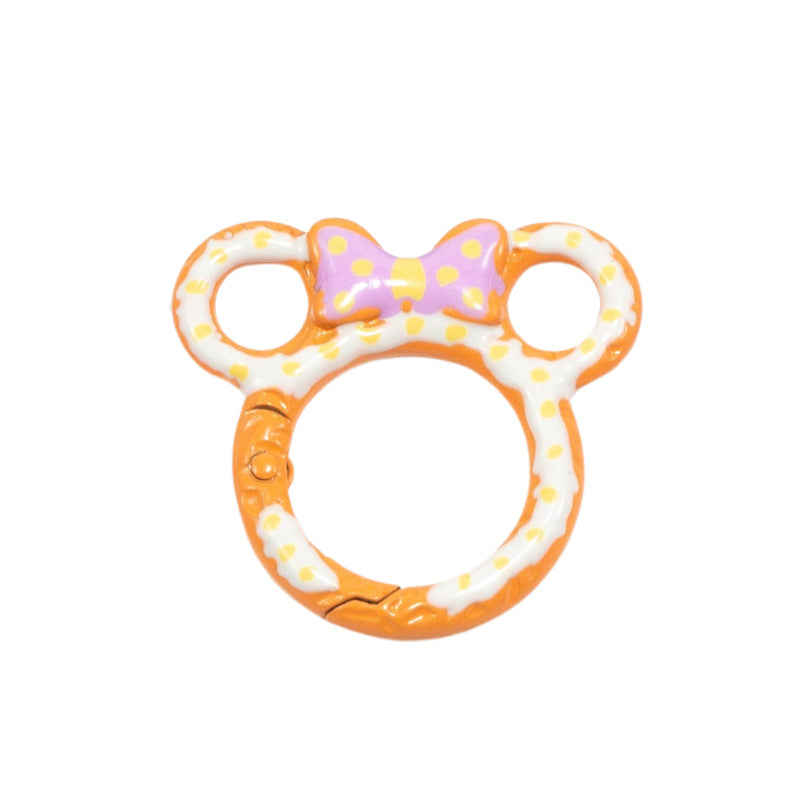 38*35mm Painted Color Spring Buckle Mickey Open Ring Hand Painted Spring Ring Keychain DIY Accessories Alloy Connecting Ring