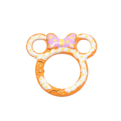 38*35mm Painted Color Spring Buckle Mickey Open Ring Hand Painted Spring Ring Keychain DIY Accessories Alloy Connecting Ring