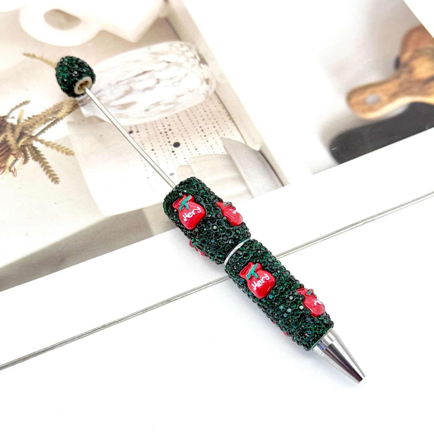 New Christmas full drill pen, creative DIY bead pen Santa Claus Elk Snowman KT cat cartoon gift pen