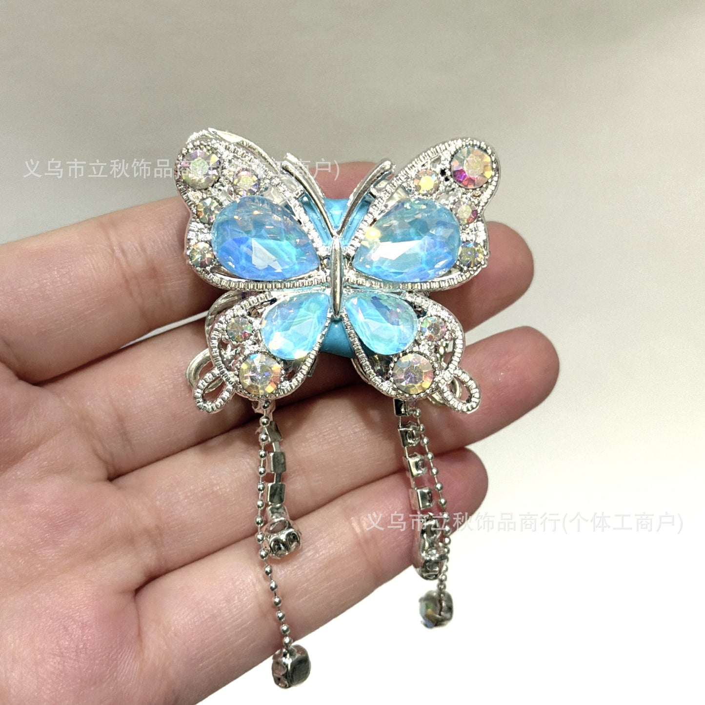 Heavy Industry Soft Pottery Three-dimensional Advanced Sense Butterfly Crystal Tassel Beads Wear Pen Loose Beads Handmade Mobile Phone Chain Accessories DIY